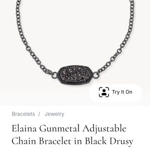 Kendra Scott Elaina Gunmetal Chain Bracelet in Black Drusy